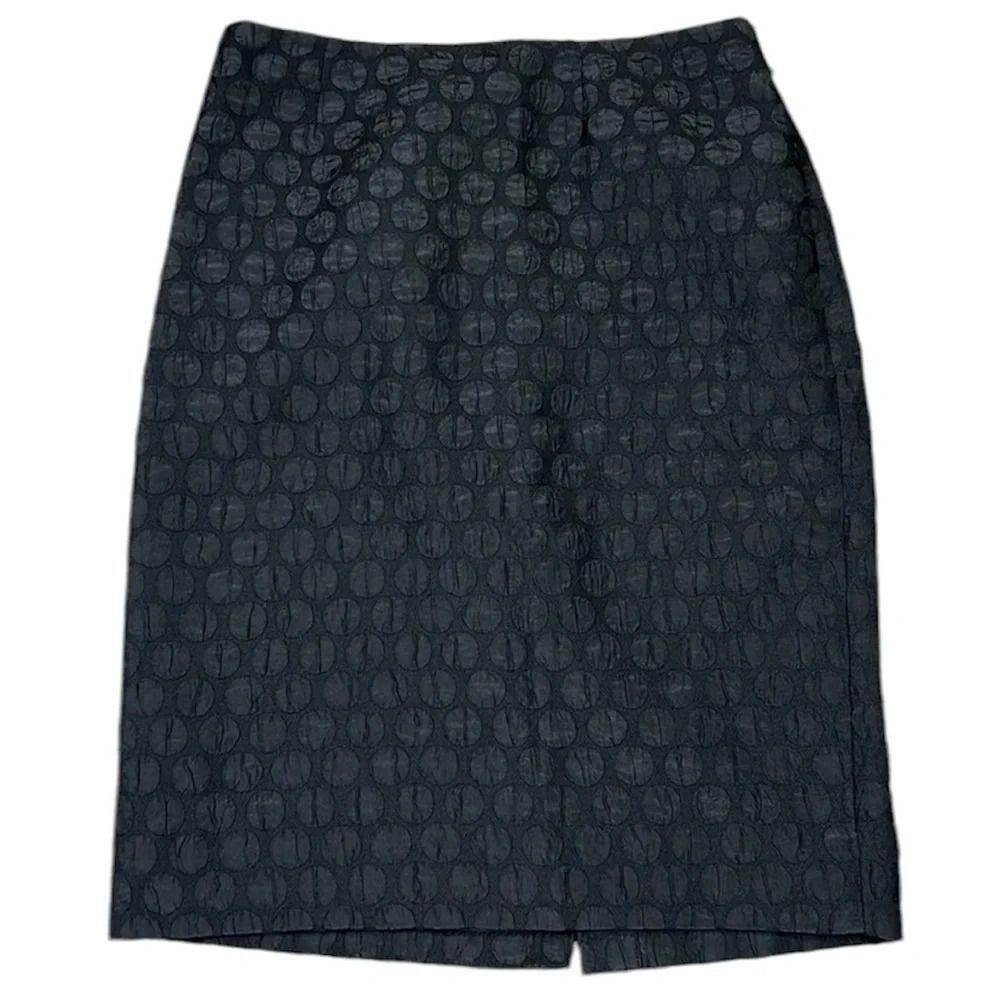 Anthropologie Maeve Black Textured Polka Dot Pencil Skirt Size 6